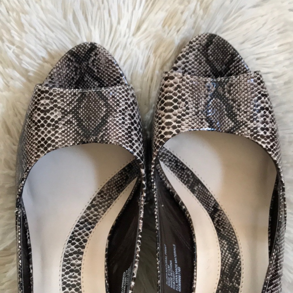 Open Toe Snakeskin Adjustable Slingback Heels - image 4